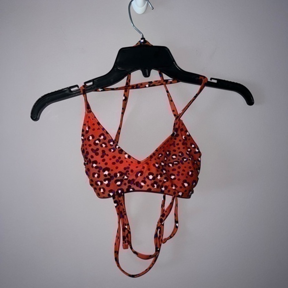 Red Orange blue black and white swim top xhilaration size small